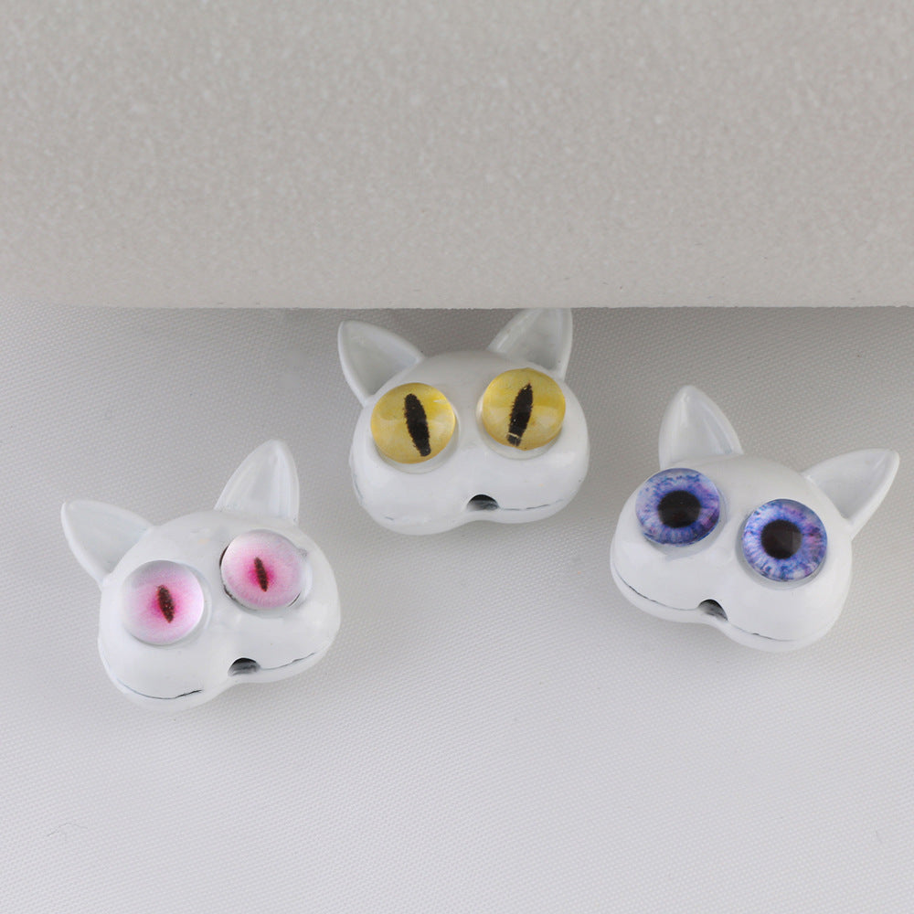 Wholesale 10pcs cartoon cute big eyed cat alloy spray painted beads