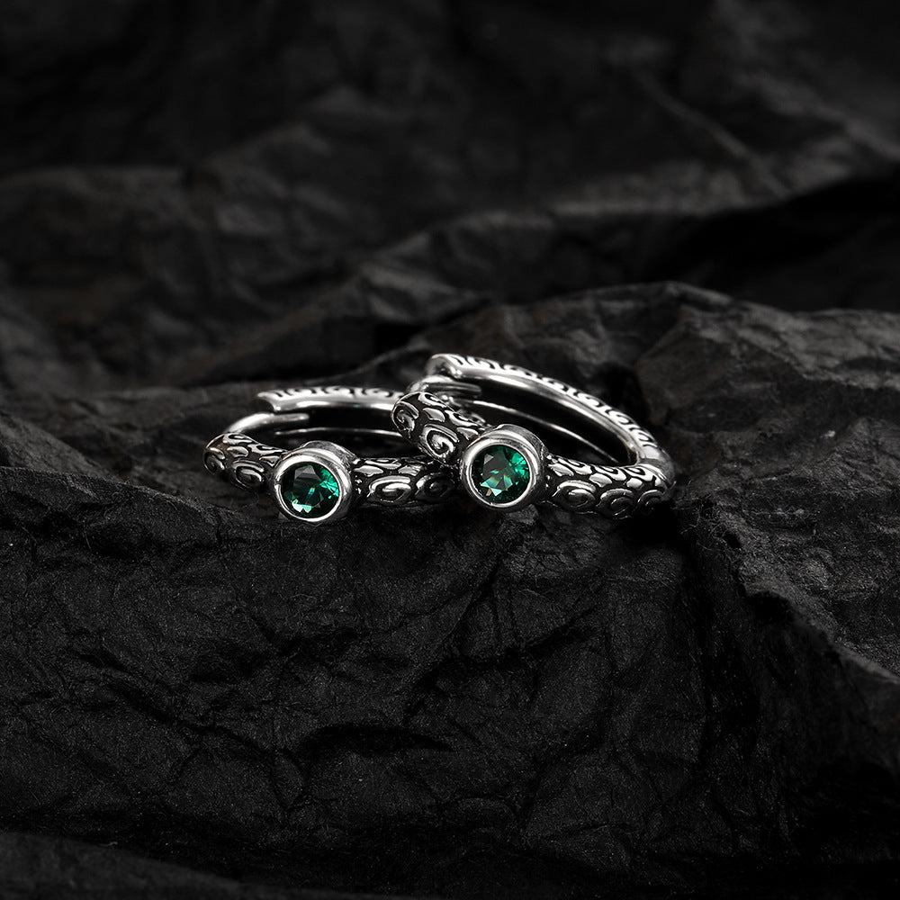 Wholesale Vintage Green Zirconia Copper Earrings