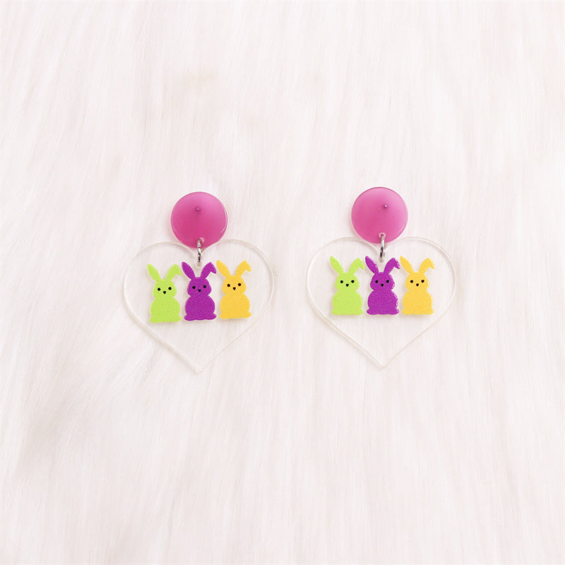 Wholesale Valentine's Day Love Colorful Rabbit Acrylic Earrings