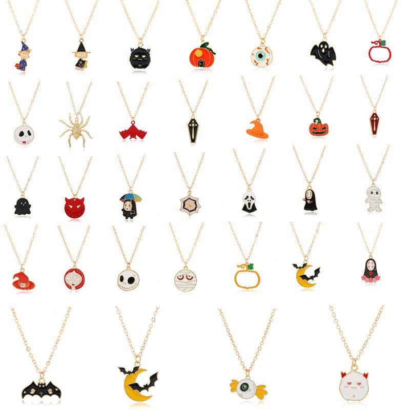 Wholesale Retro Exaggerated Ghost  Ghost Mask  Necklace