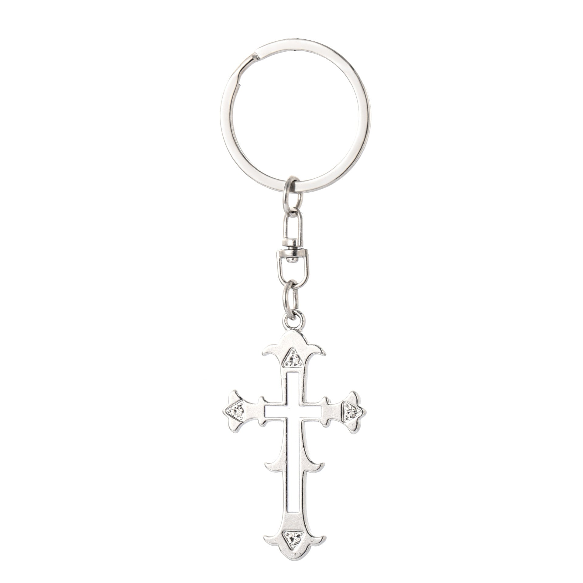 Wholesale Halloween Zinc Alloy Four Diamond Flower Cross Keychain