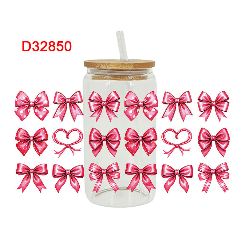 Wholesale Uv Transfer Sticker Glass strawberry Cup Crystal Sticker 16oz Cup UV DTF Wraps