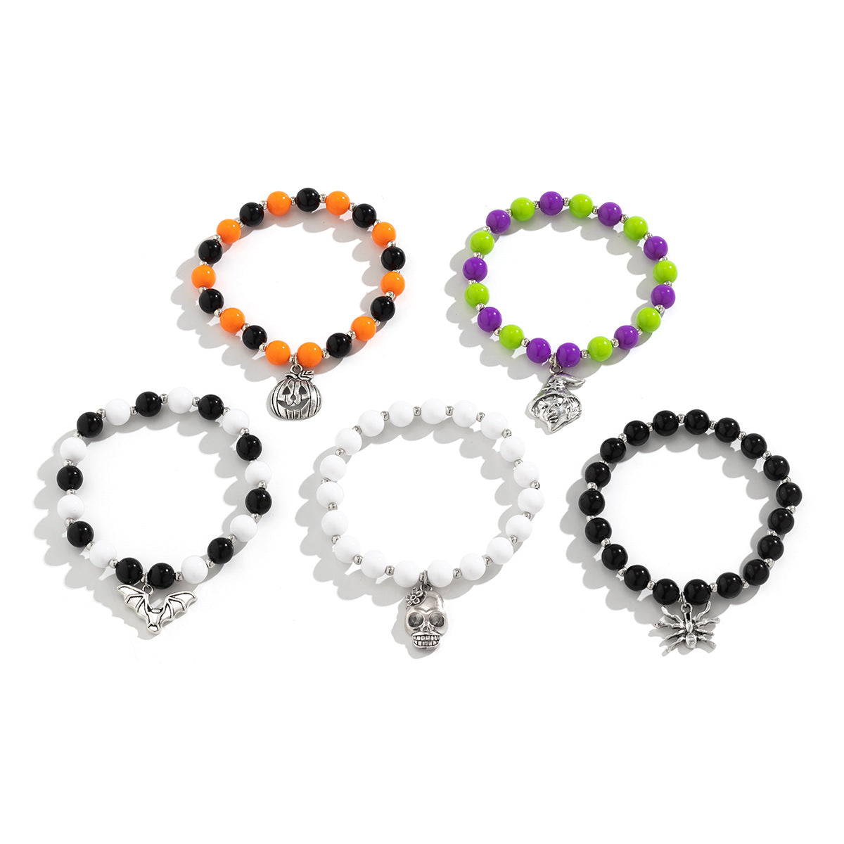 Wholesale Halloween Ghost Face Beaded Skull Witch Bracelet