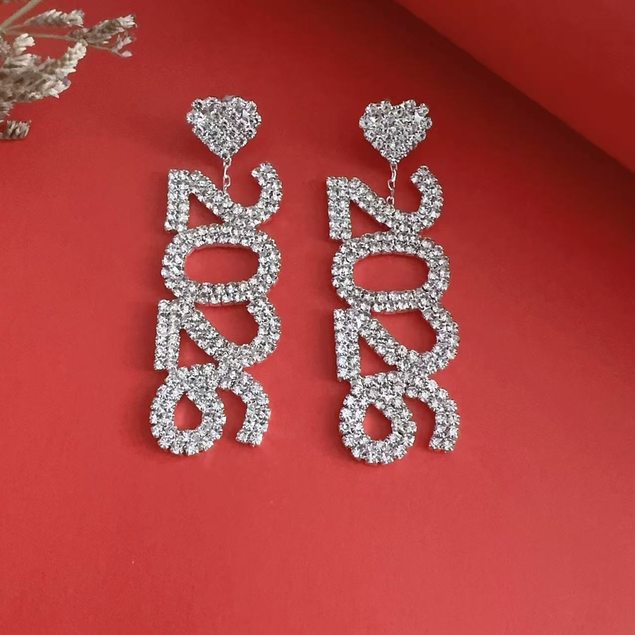 Wholesale Drill into the numbers for a heart shape in 2026 Blingbling Earrings
