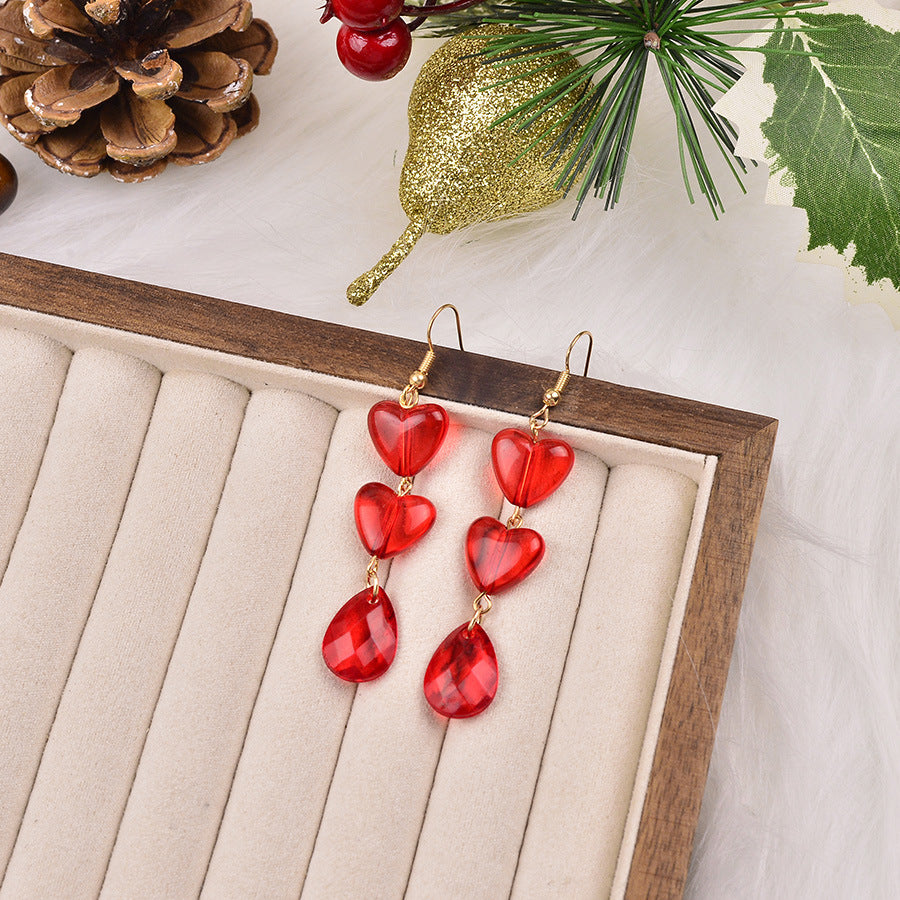 Wholesale Bow Peach Red Heart Resin Acrylic Earrings