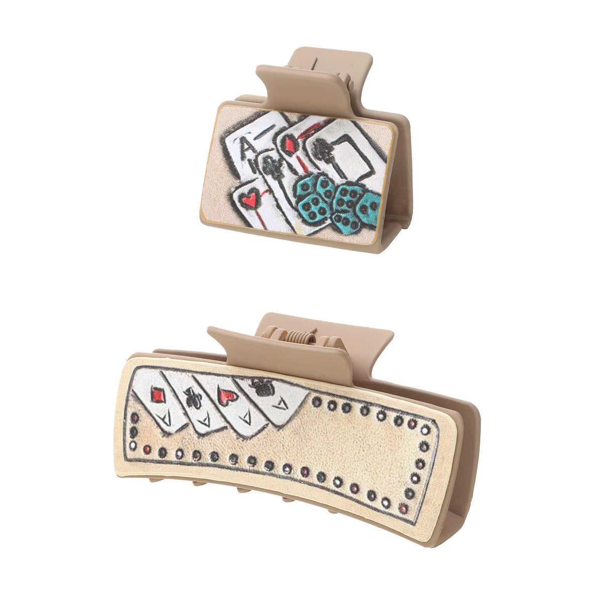 Wholesale Western Style Playing Cards Pattern Leather Hairpin Shark Clip