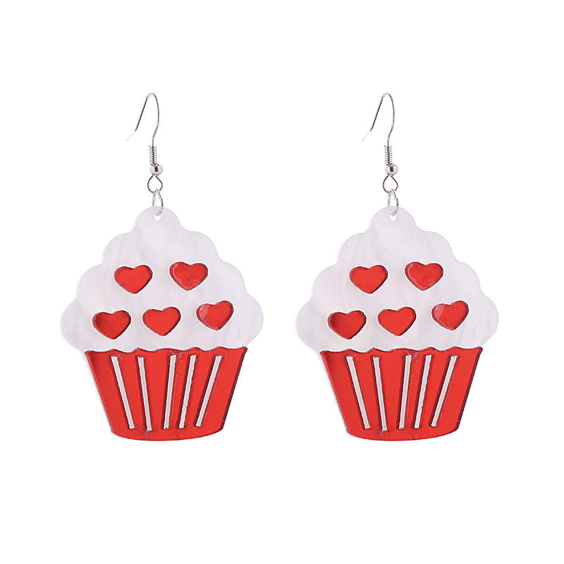 Wholesale Valentine's Day Flamingo Heart Coffee Cup Acrylic Earrings