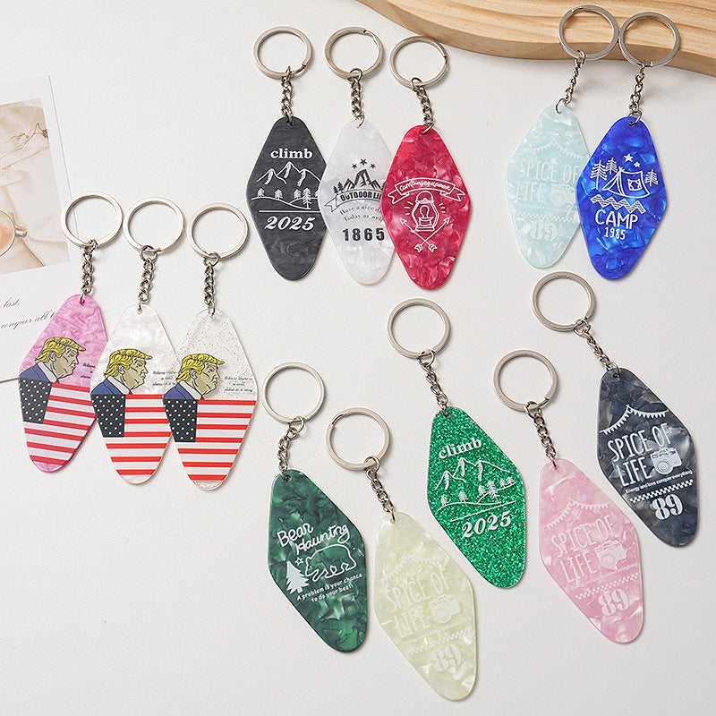 Wholesale Colorful creative acrylic diamond shaped nameplate keychain