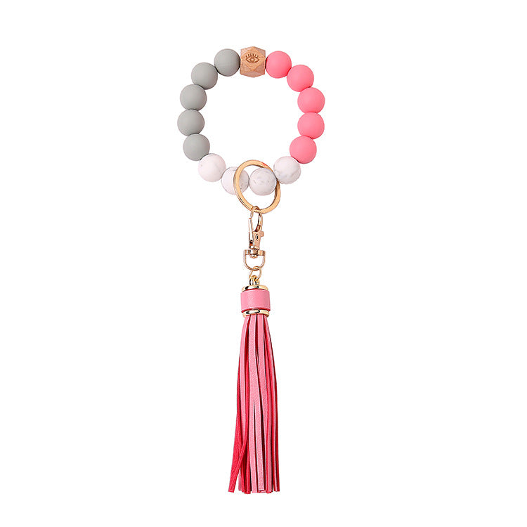 Wholesale Wooden Beads Silicone Beads Tassel Bracelet Keychain