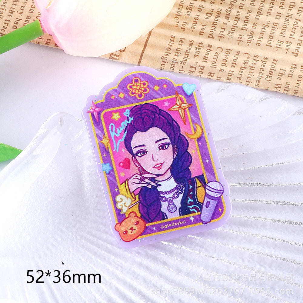 Wholesale 10pcs/ pack Cartoon Girl Cute Pendant Acrylic Pin DIY Accessories