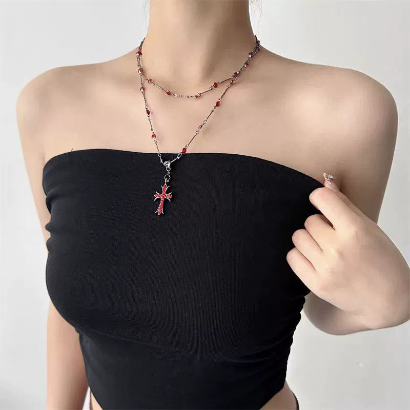 Wholesale Vintage Dark Cross Bead Necklace