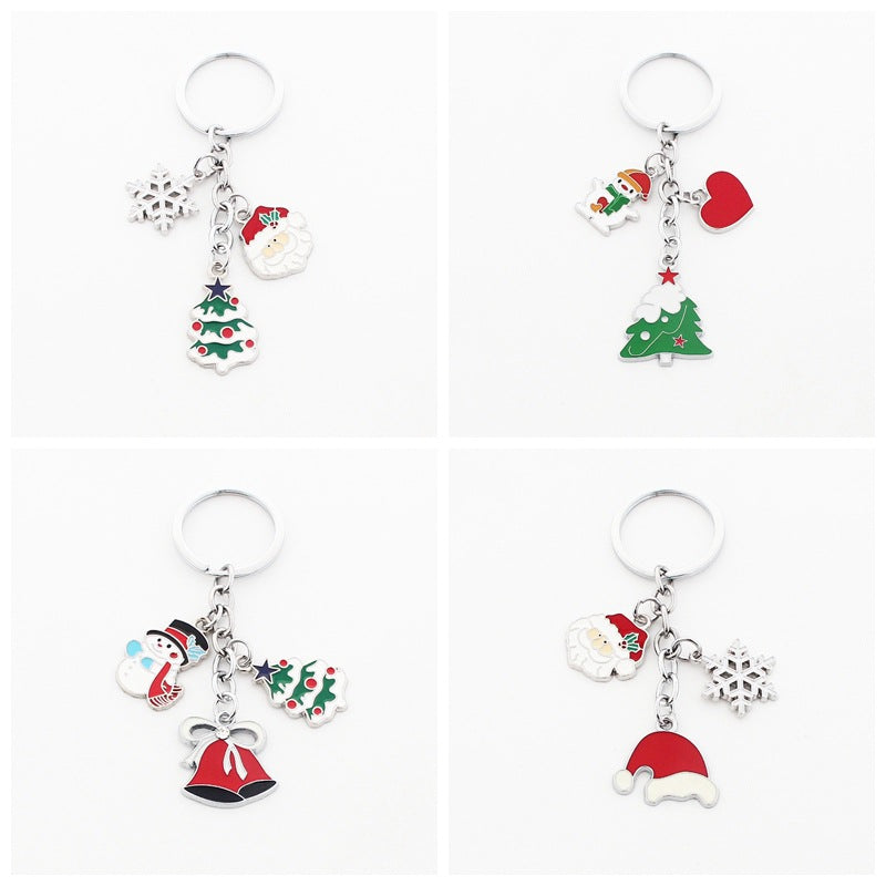 Wholesale Christmas Santa Claus Christmas Tree Drop Oil Zinc Alloy Keychain