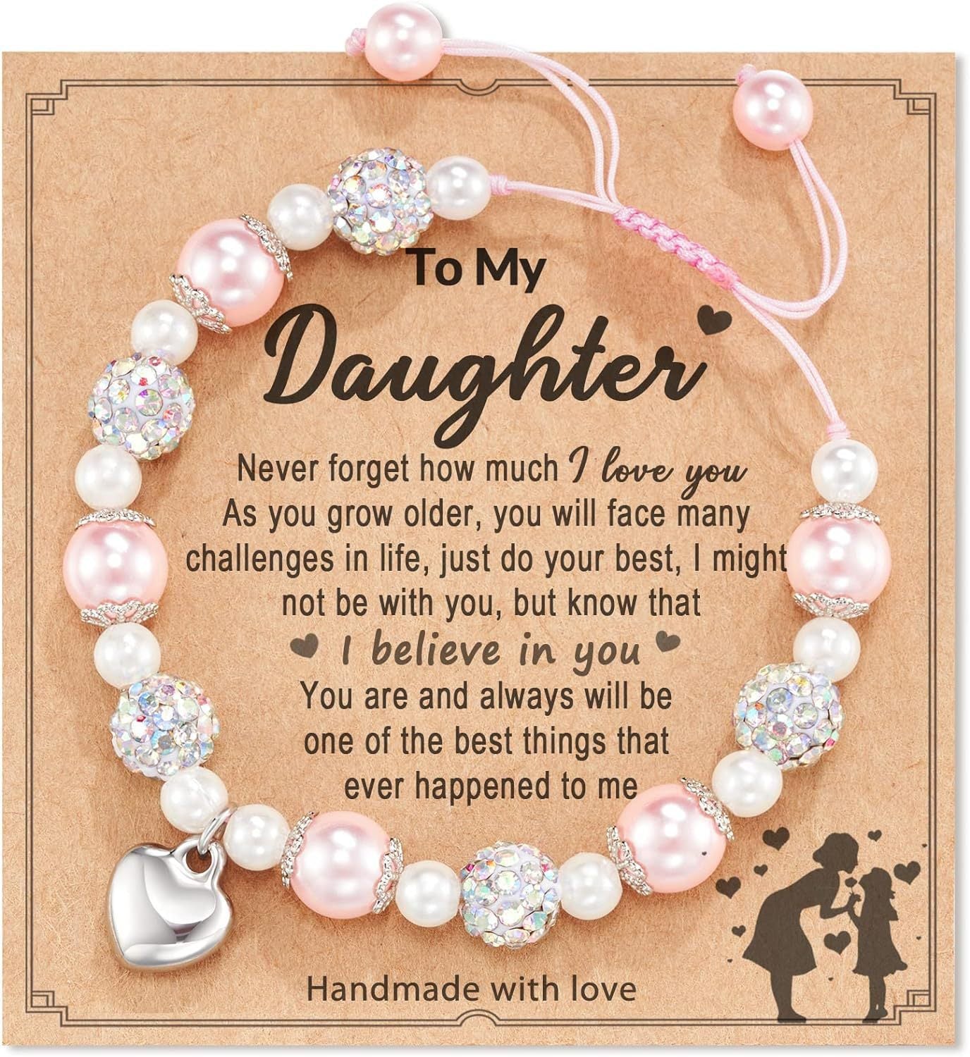 Wholesale Pink Spot Careless Eye Peach Heart Butterfly Natural Stone Bracelet