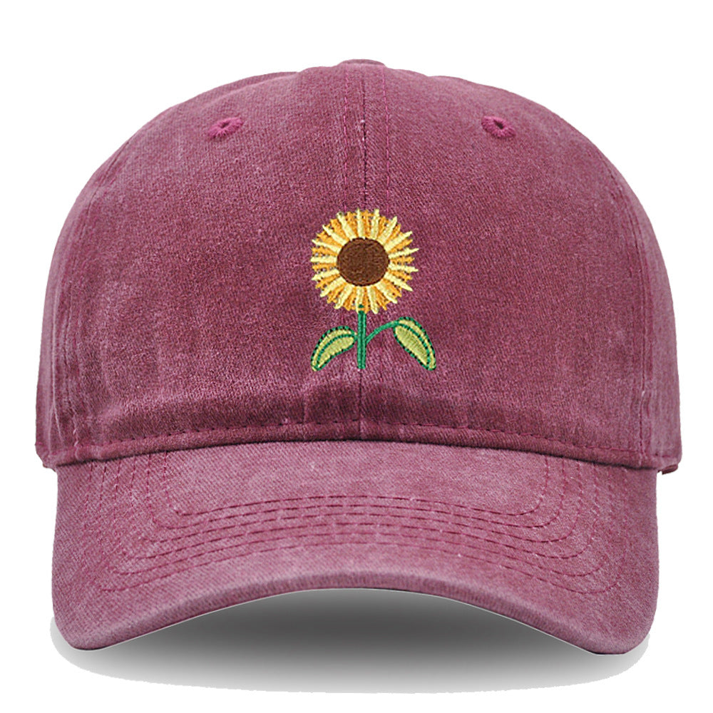 Wholesale Washed Cotton Sunflower Baseball Caps