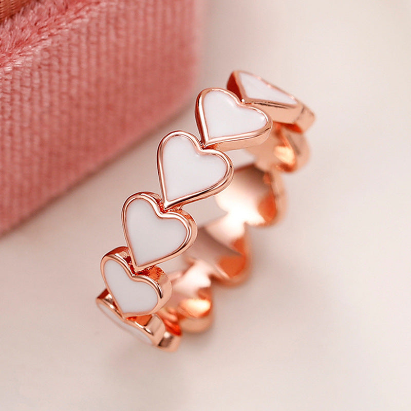 Wholesale Valentine' s Day Pink Heart-To-Heart Resin Ring
