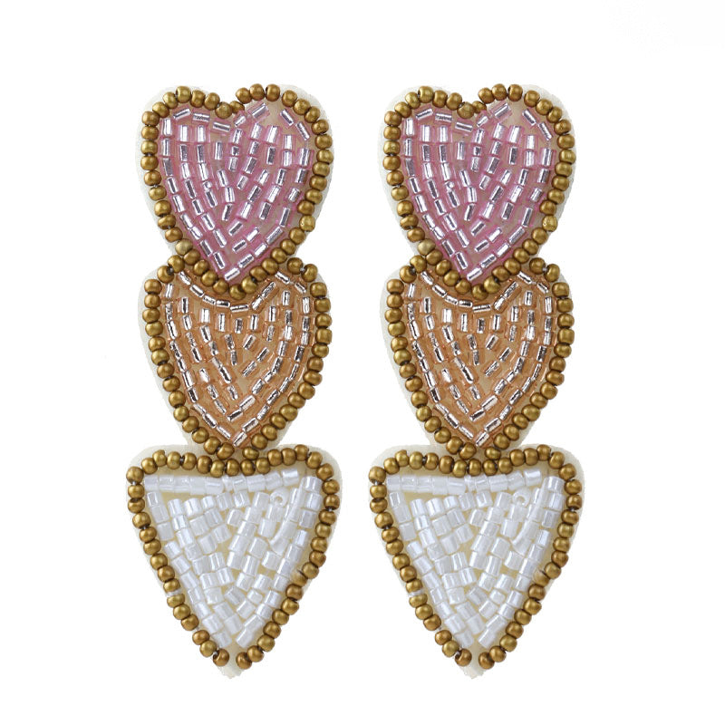 Wholesale Wholesale Hand-sewn Bohemian Heart Earrings