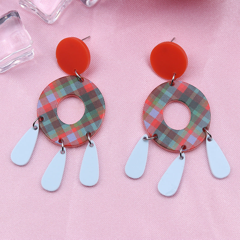 Wholesale Bohemian Style Splicing Hollow Acrylic Earrings
