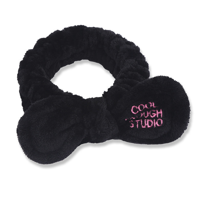 Wholesale Plush Embroidered Letters Rabbit Ears Bow Wide Brim Headband