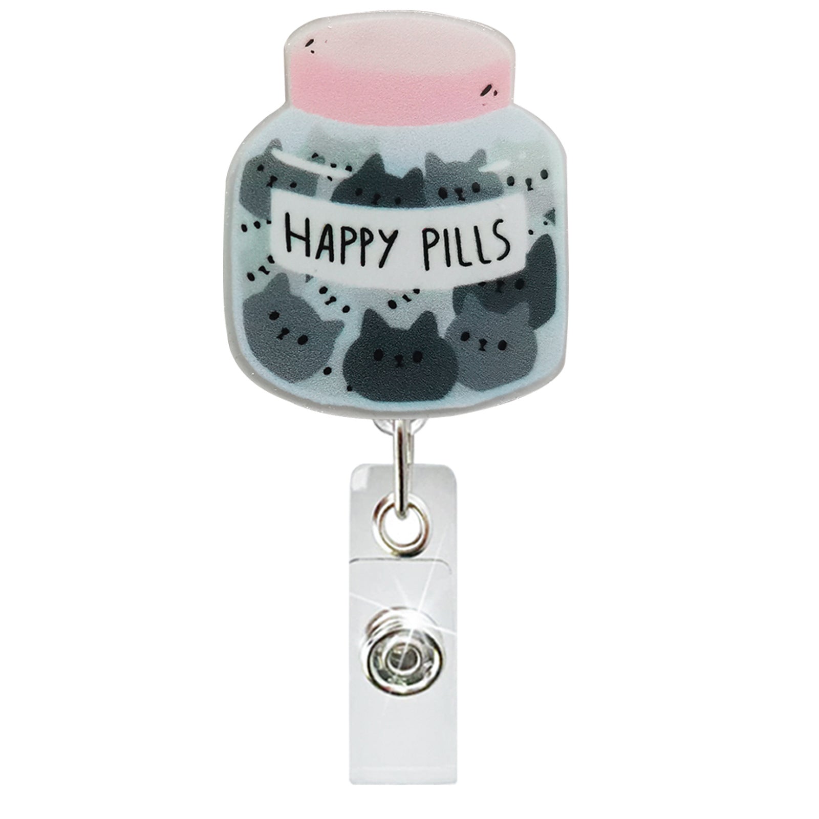 Wholesale Acrylic Skull Alligator Clip Retractable Badge Reel Easy Pull Buckle