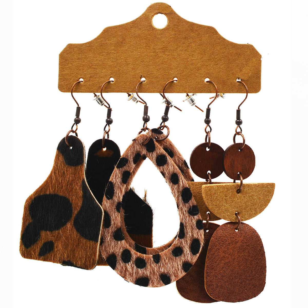 Wholesale Western Style Leopard Print Cow Earrings
