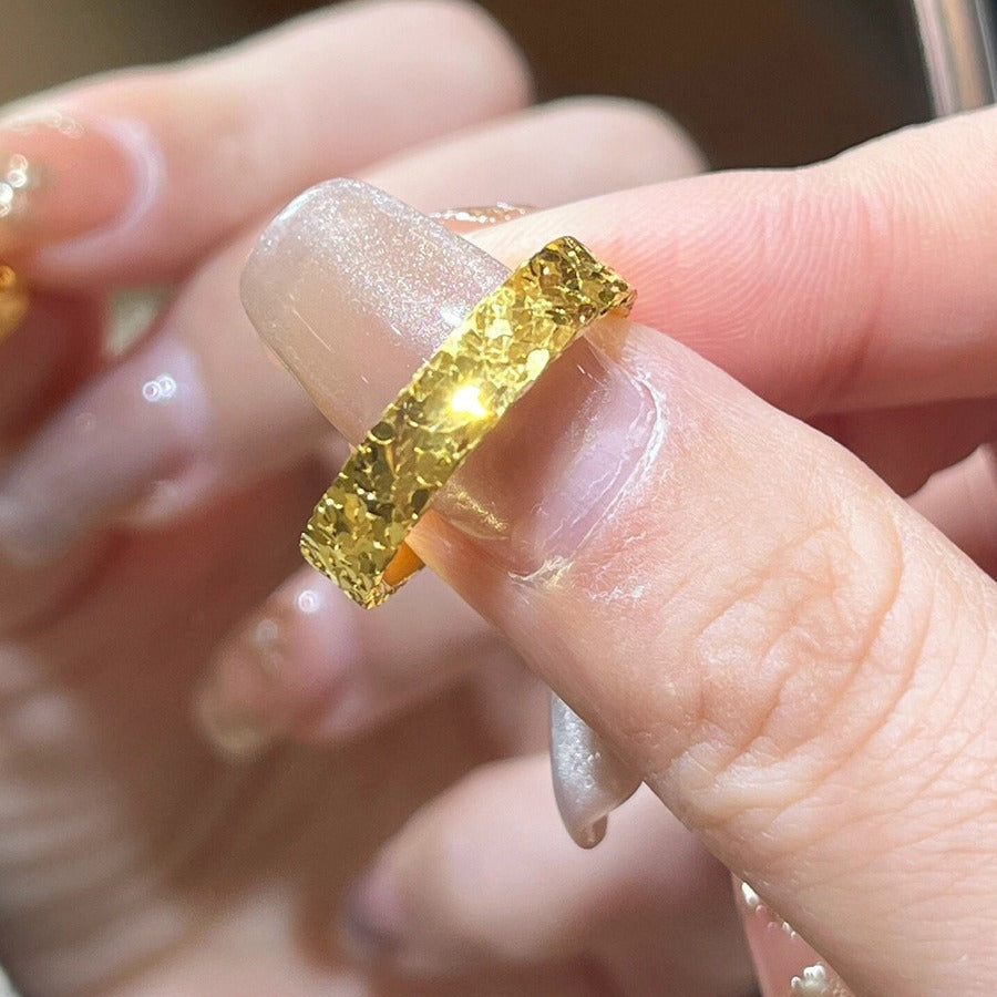 Wholesale non-fading gold broken ice couple ring fashion time broken ice ring female Valentine's Day