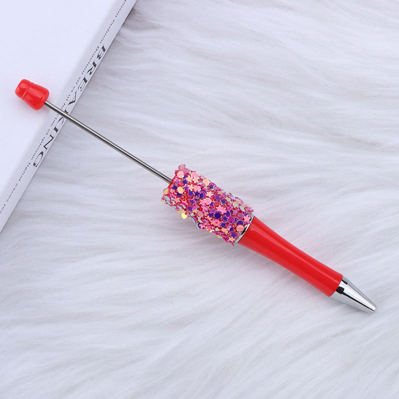 Wholesale 50pcs DIY sequins beaded pen in tock five-pointed star  creative cute beaded ballpoint pen stickers  cute pen