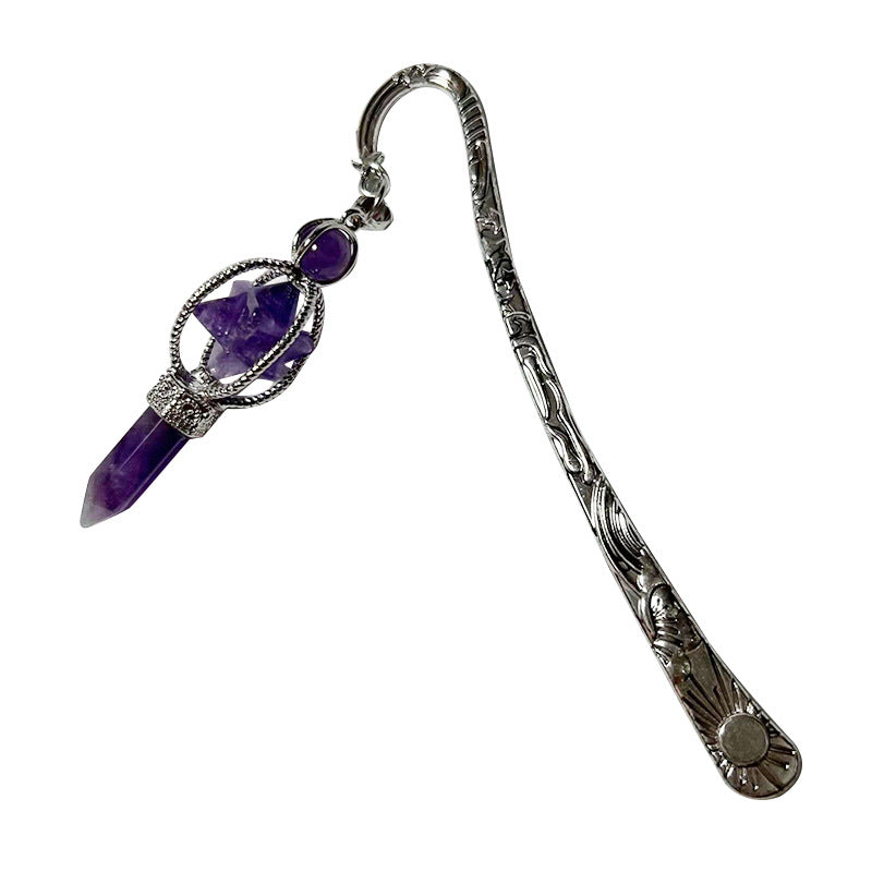 Wholesale Rotate Metal Natural Crystal Stone Learning Stationery Bookmark