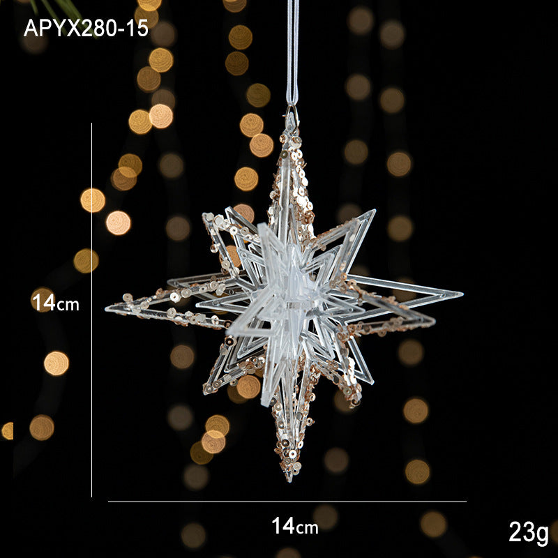 Wholesale Christmas Sequin Acrylic Transparent Snowflake Pendant Ornament