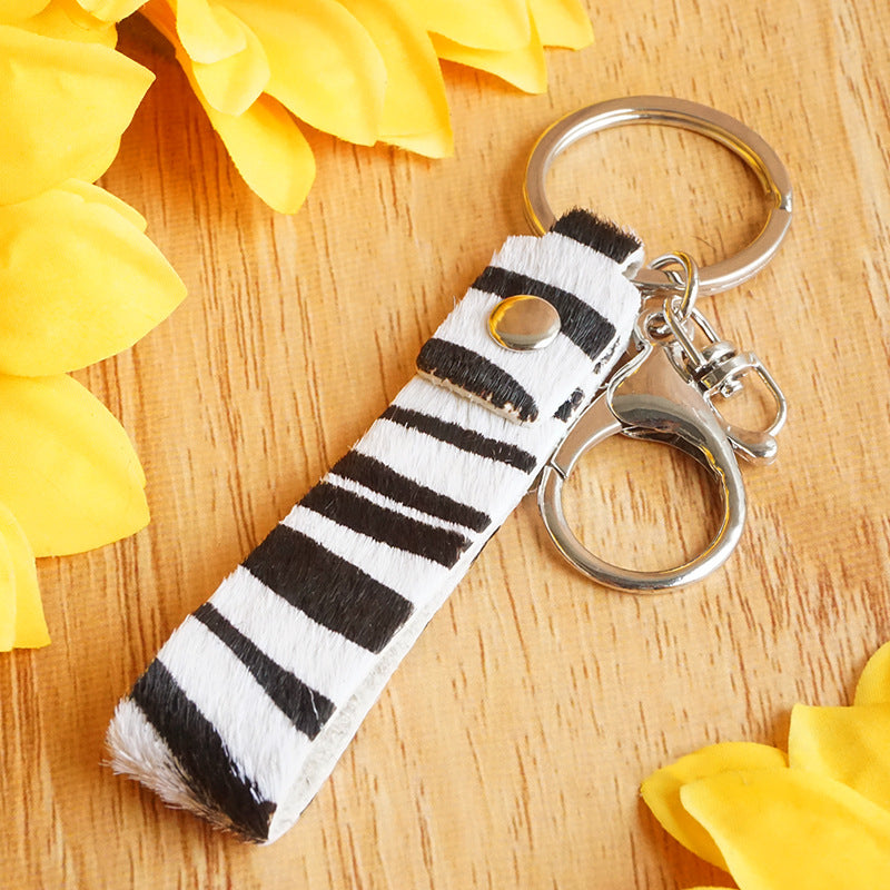Wholesale Leopard Print Cow Print Camouflage West Leather Horse Hair Keychain