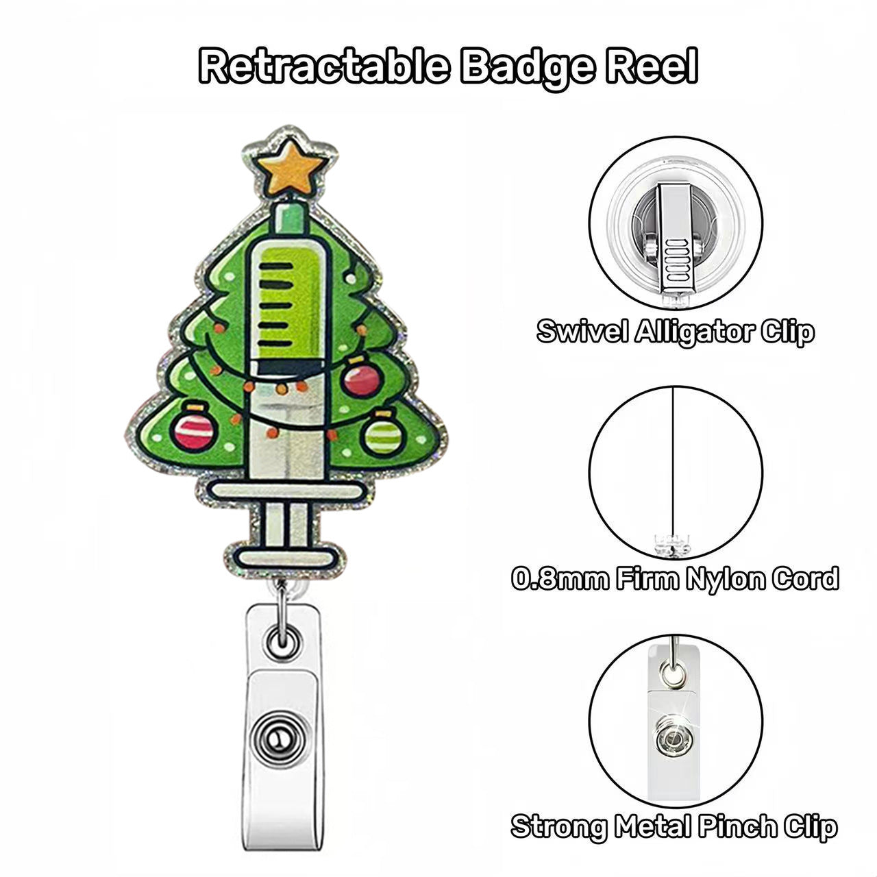 Wholesale Acrylic Christmas Cartoon Badge Clip Christmas Tree Clip Badge Reels