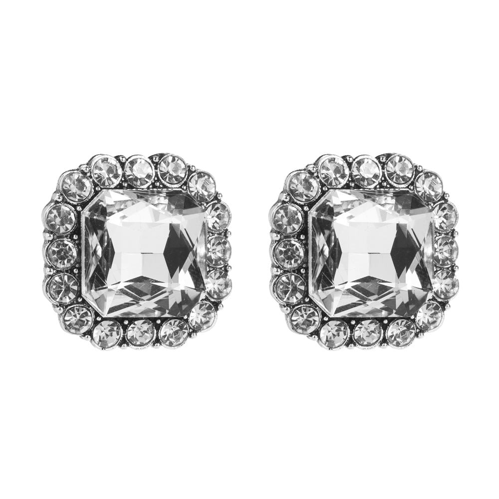 Wholesale Women's square diamond crystal earrings