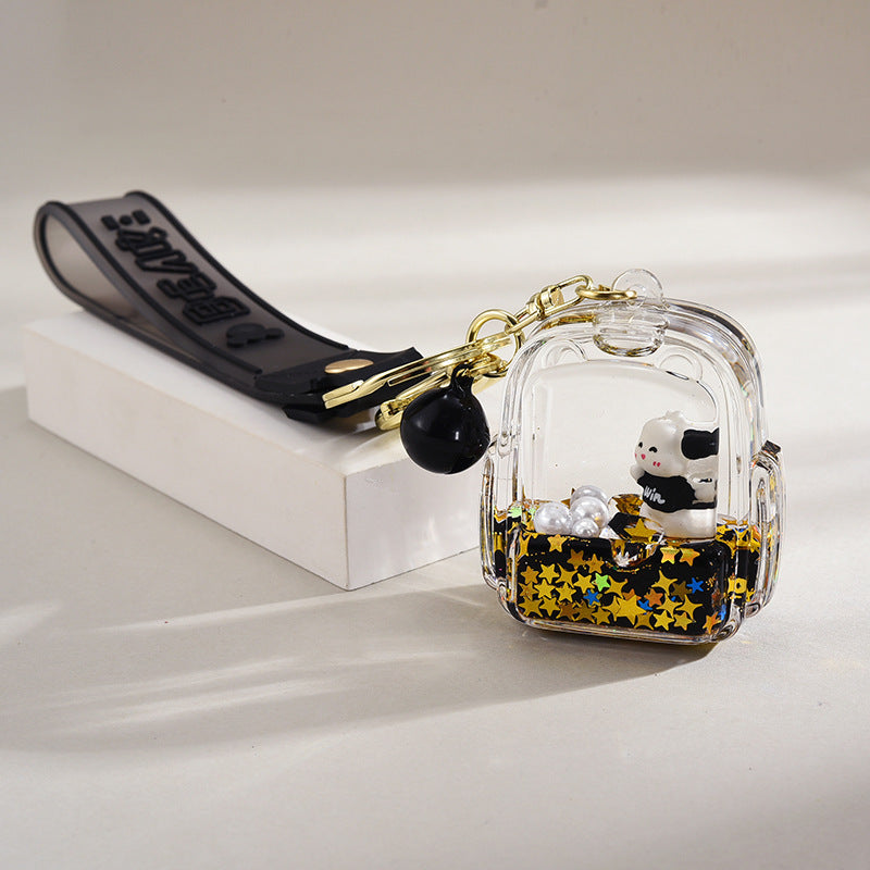 Wholesale Acrylic Cartoon Floating Panda Oiled Keychain