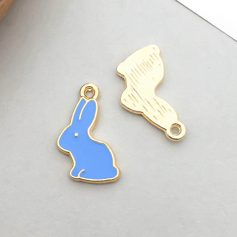 Wholesale Mix 30 Lake Blue Drip Oil Alloy Cute Cartoon Simulation Animal Pendant
