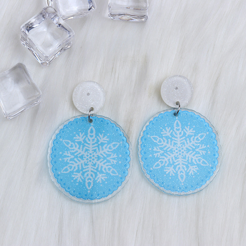 Wholesale Round Christmas Acrylic Earrings