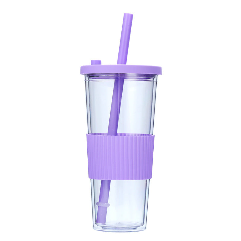 Wholesale Portable Double-layer Large-hole Universal Bubble Tea Lid Plastic Cup