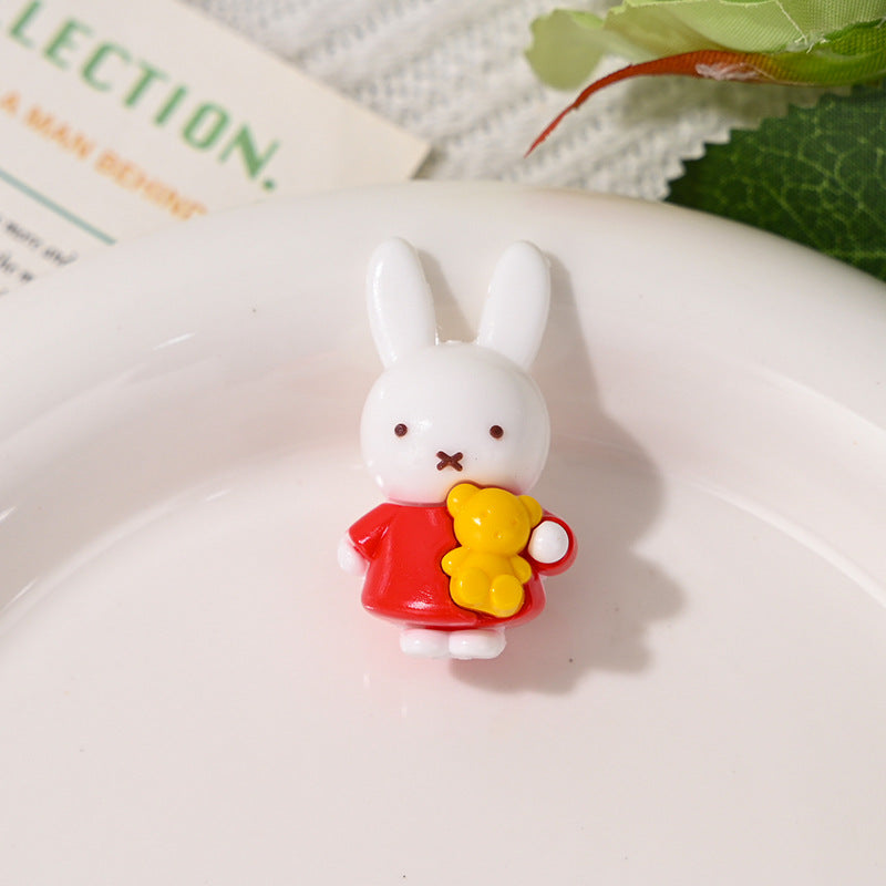 Wholesale 10pcs Cute 3D Little Rabbit Through-Hole Rubber Focal Beads