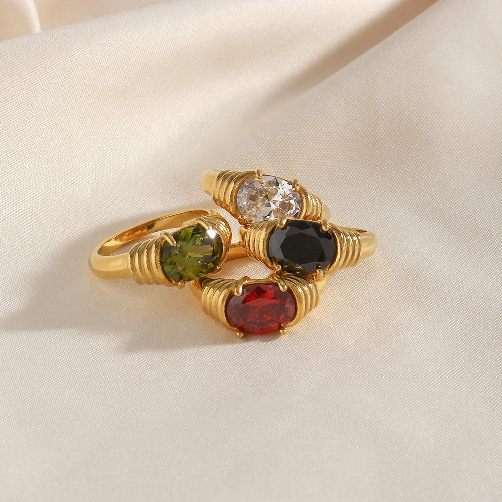 Wholesale Stainless Steel Retro Gemstone Rings