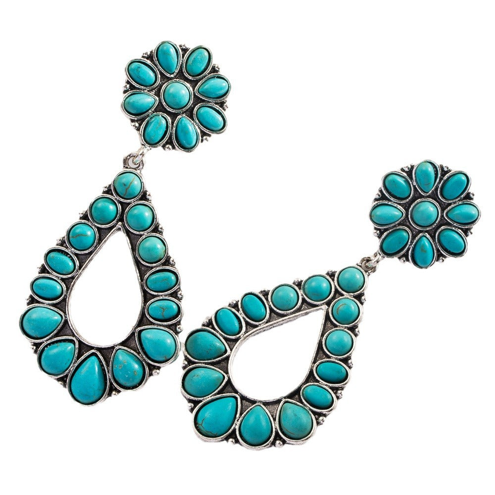 Wholesale Bohemian Turquoise Exaggerated Earrings