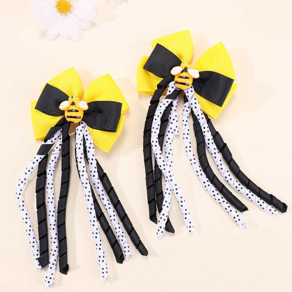 Wholesale 20pcs/pack children' s hair accessories all-match fresh hairpin cute bee ribbon bow hairpin