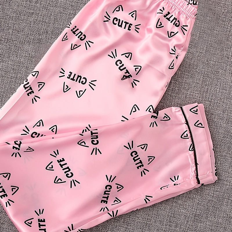 Wholesale Autumn and Winter Imitation Silk Solid Color Long Sleeved Children's Pajama Sets