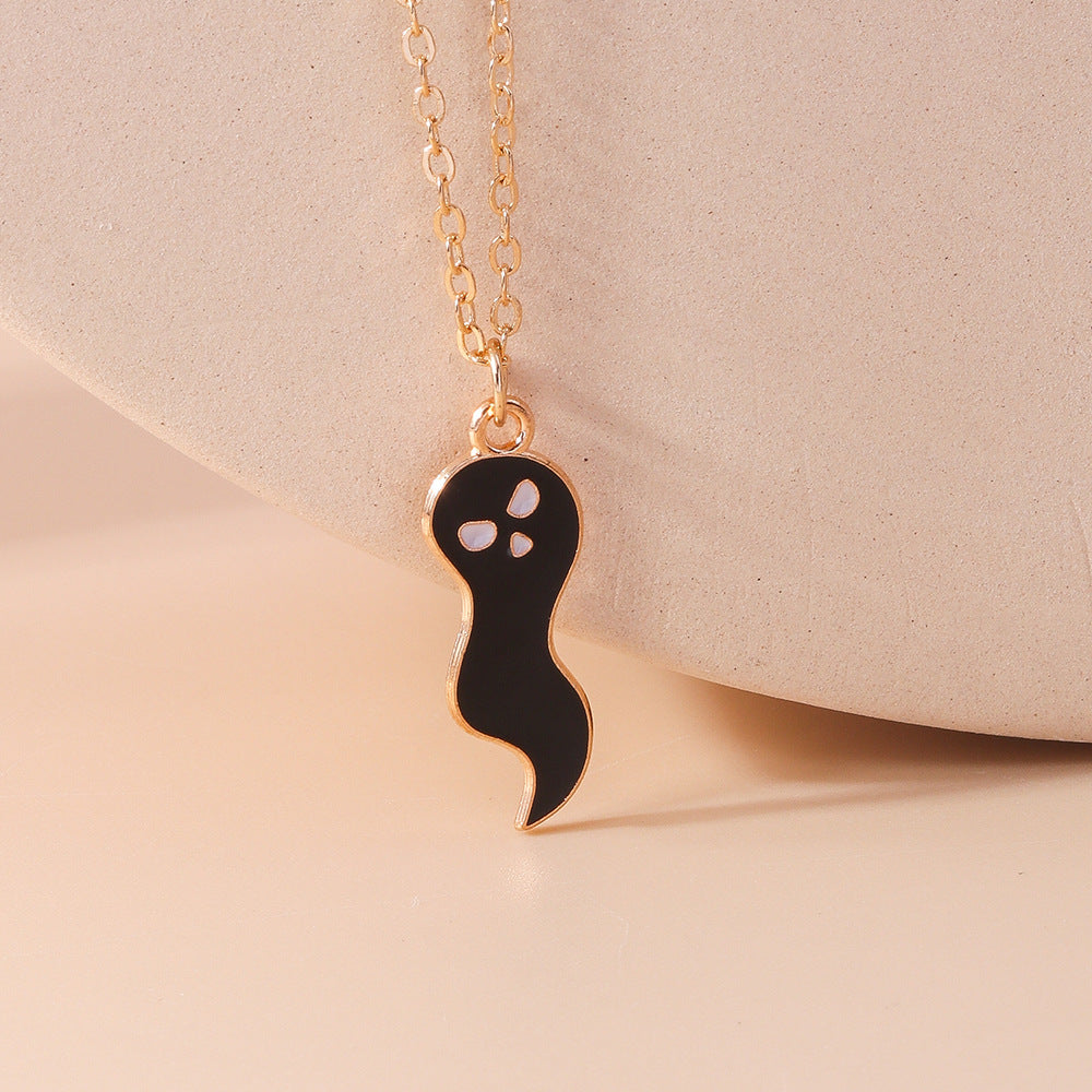 Wholesale Halloween Ghost Necklace Cartoon Cute Ghost Alloy Collarbone Chain