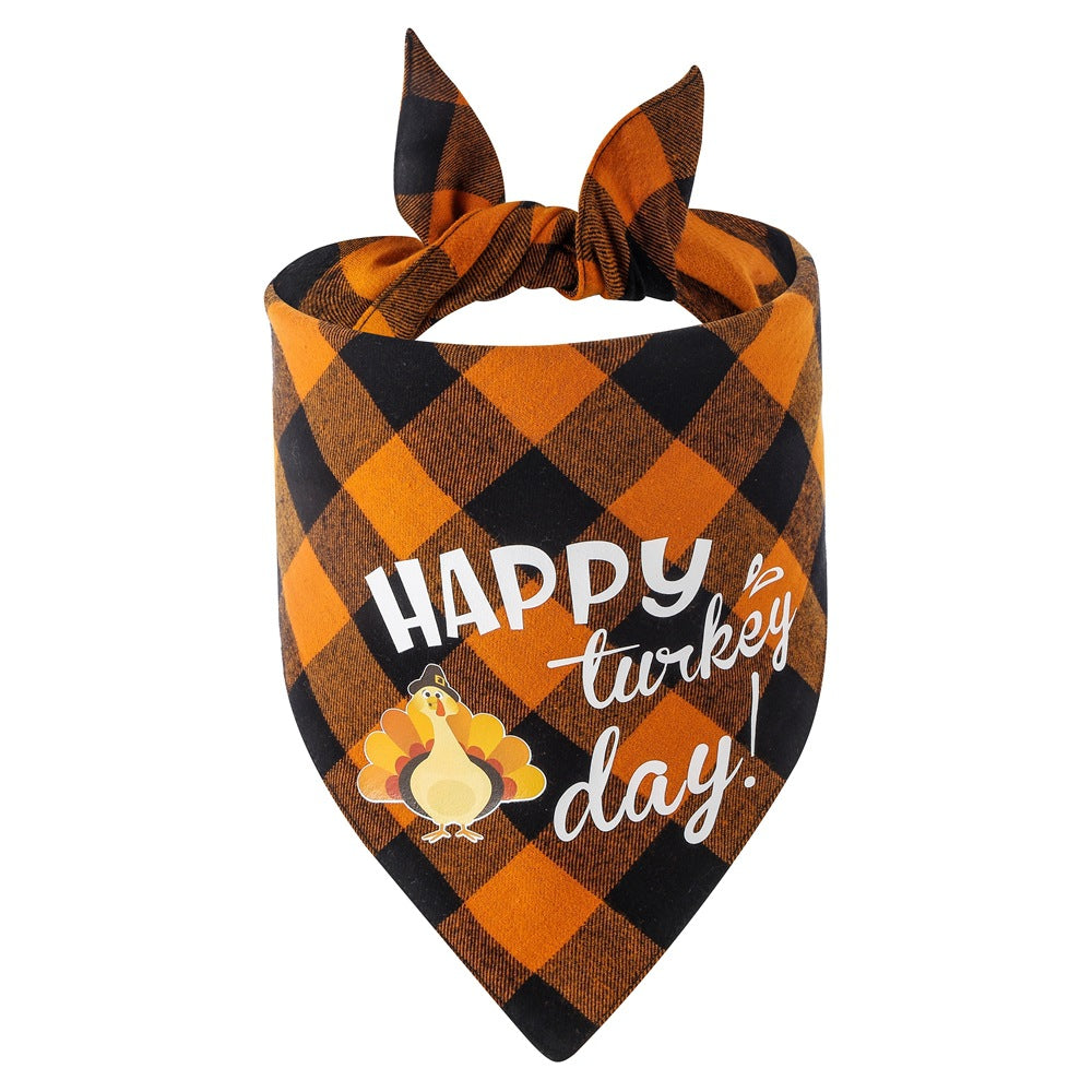 Wholesale Cotton Plaid Thanksgiving Triangle Scarf Pet Scarf