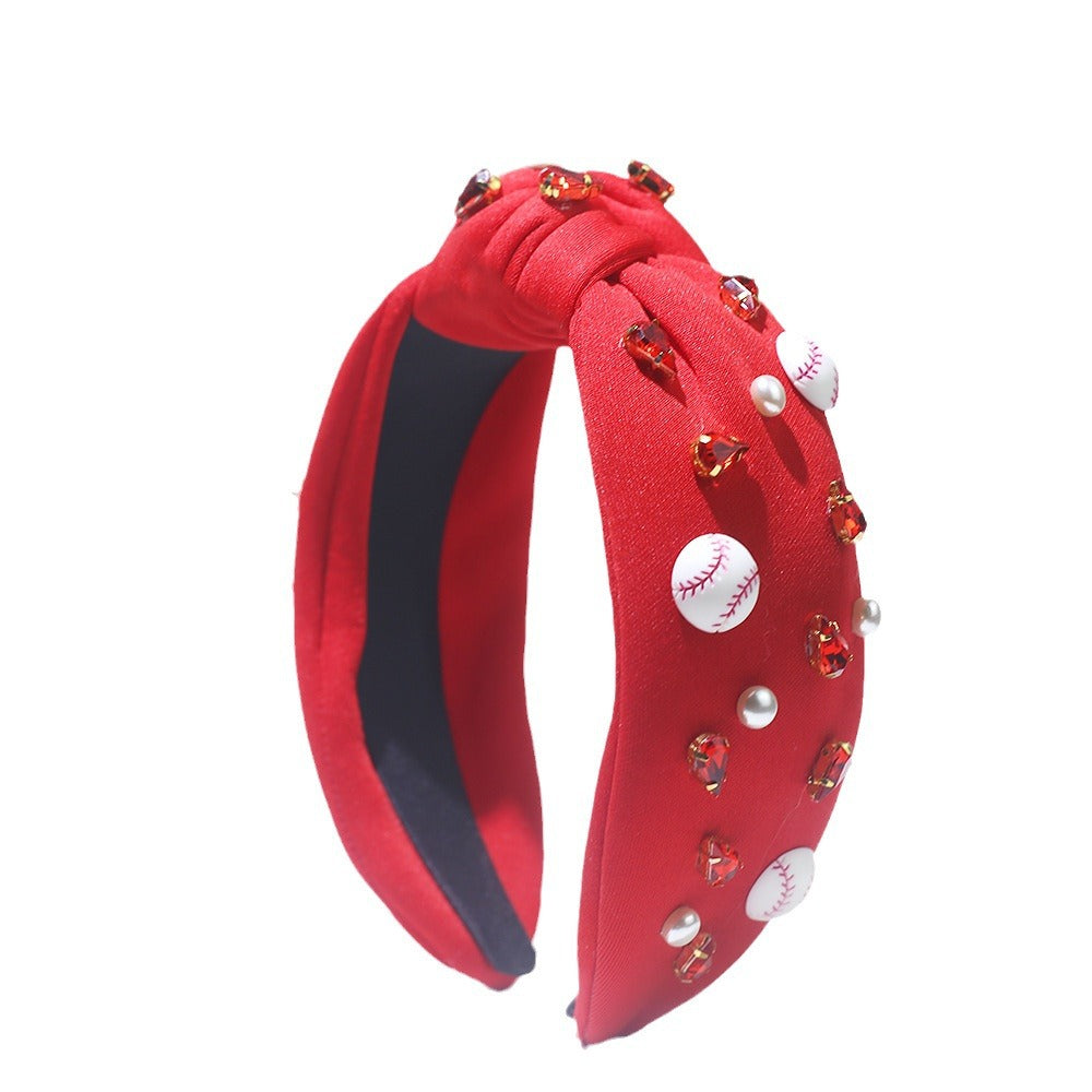 Wholesale Diamond-encrusted Baseball Wide-brimmed Fabric Headband