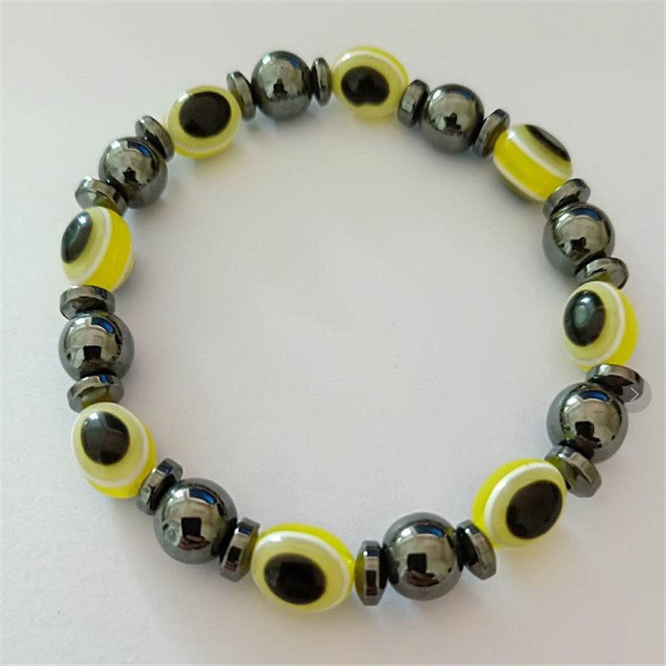 Wholesale Black Magnet Colored Flat Beads Stretch Men's Bracelet