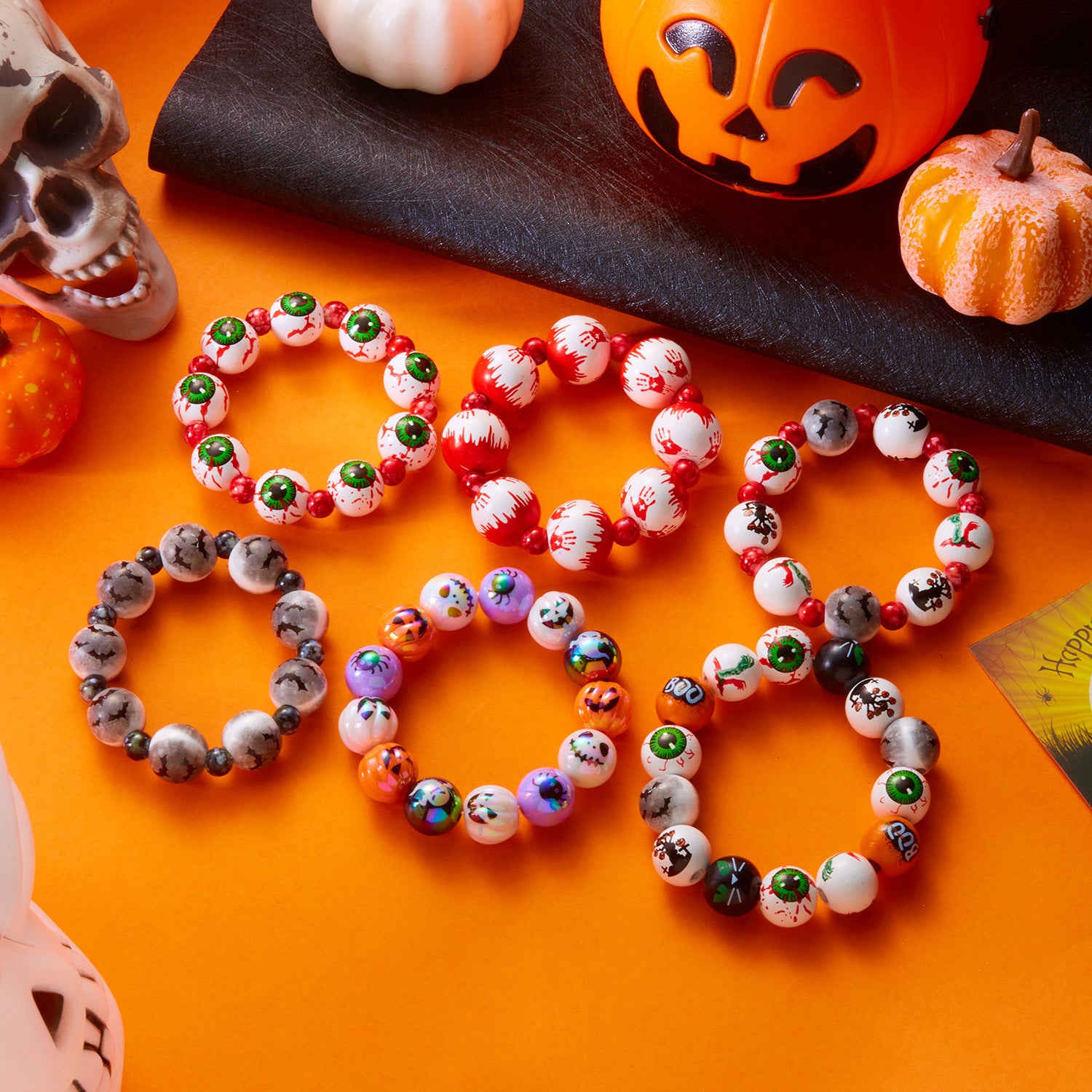 Wholesale Halloween Gothic Wooden Bead Necklace Bracelet