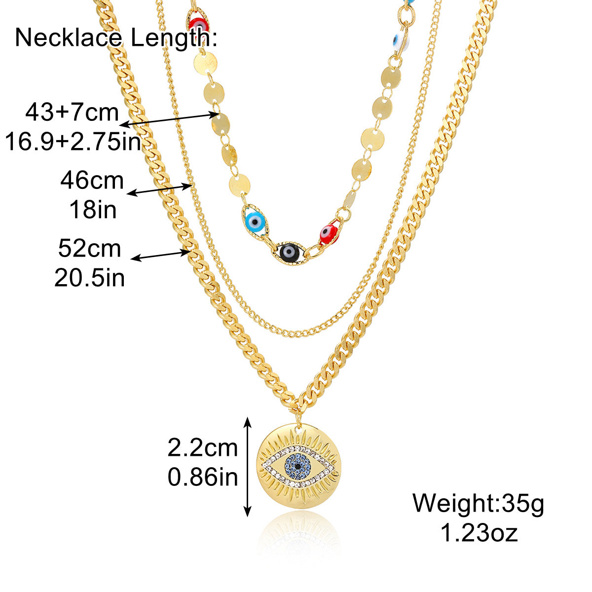 Wholesale Devil' s Eye Pendant Multi-Layer Necklace