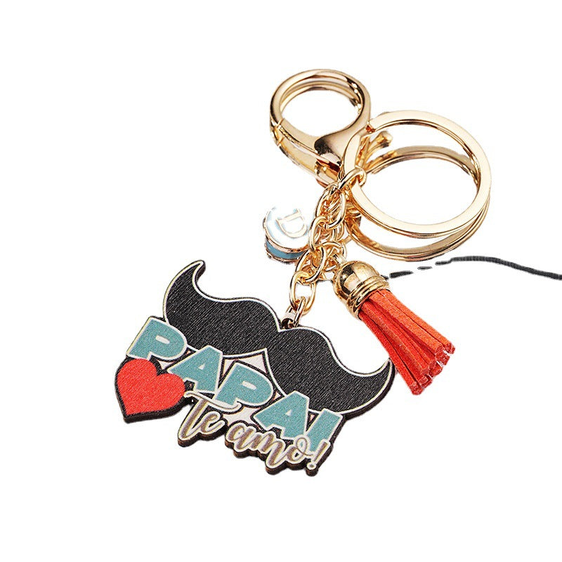 Wholesale Father's Day Bearded Cartoon English Keychain