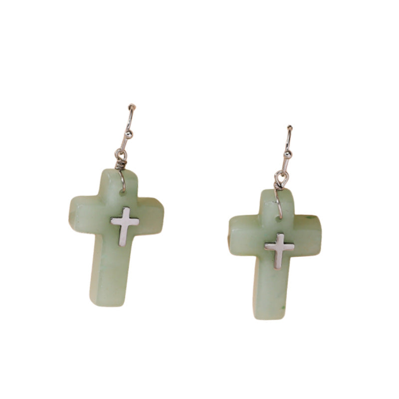Wholesale Natural Stone Cross Earrings