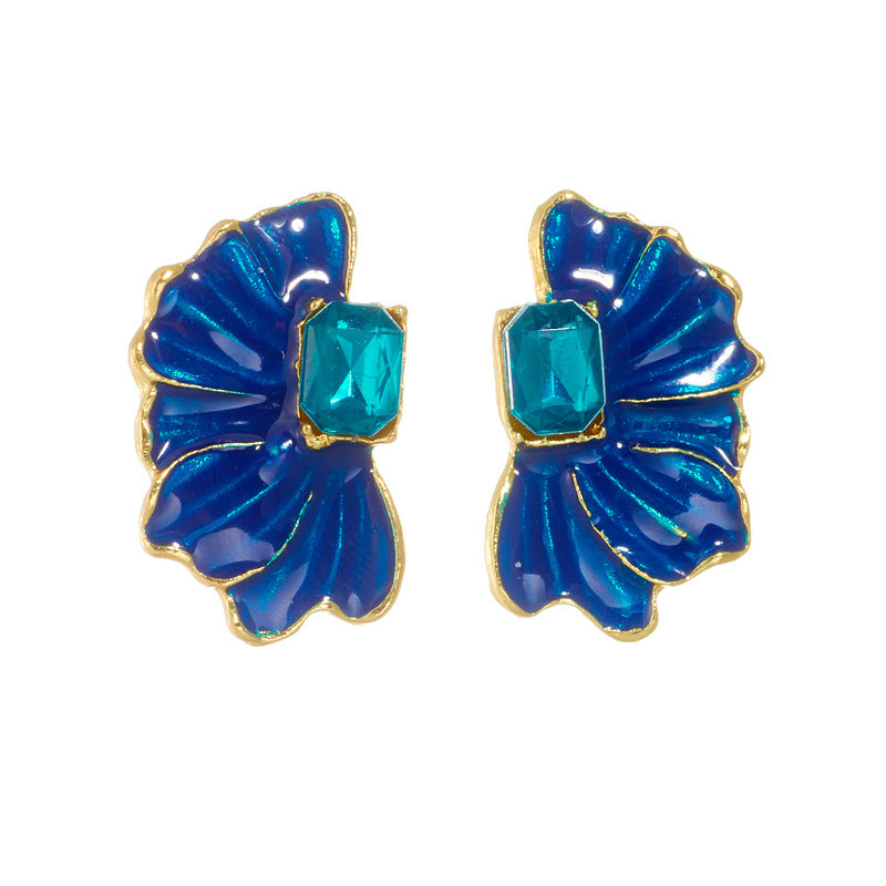 Wholesale Retro Style Butterfly Petal Oil Drop Earrings