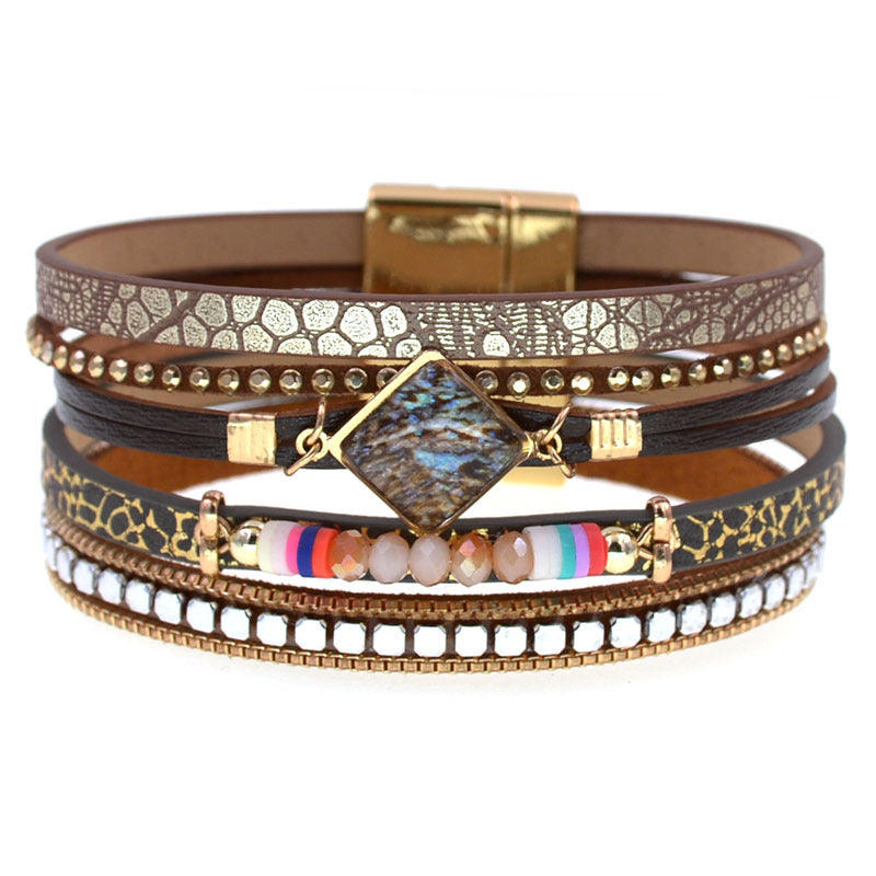 Wholesale Leather Bracelet Fashionable Zircon Accessories